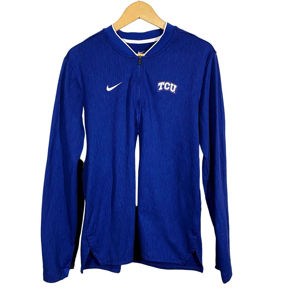 Nike Half Zip TCU Horned Frogs Pullover Purple White Long Sleeve Athletic - M